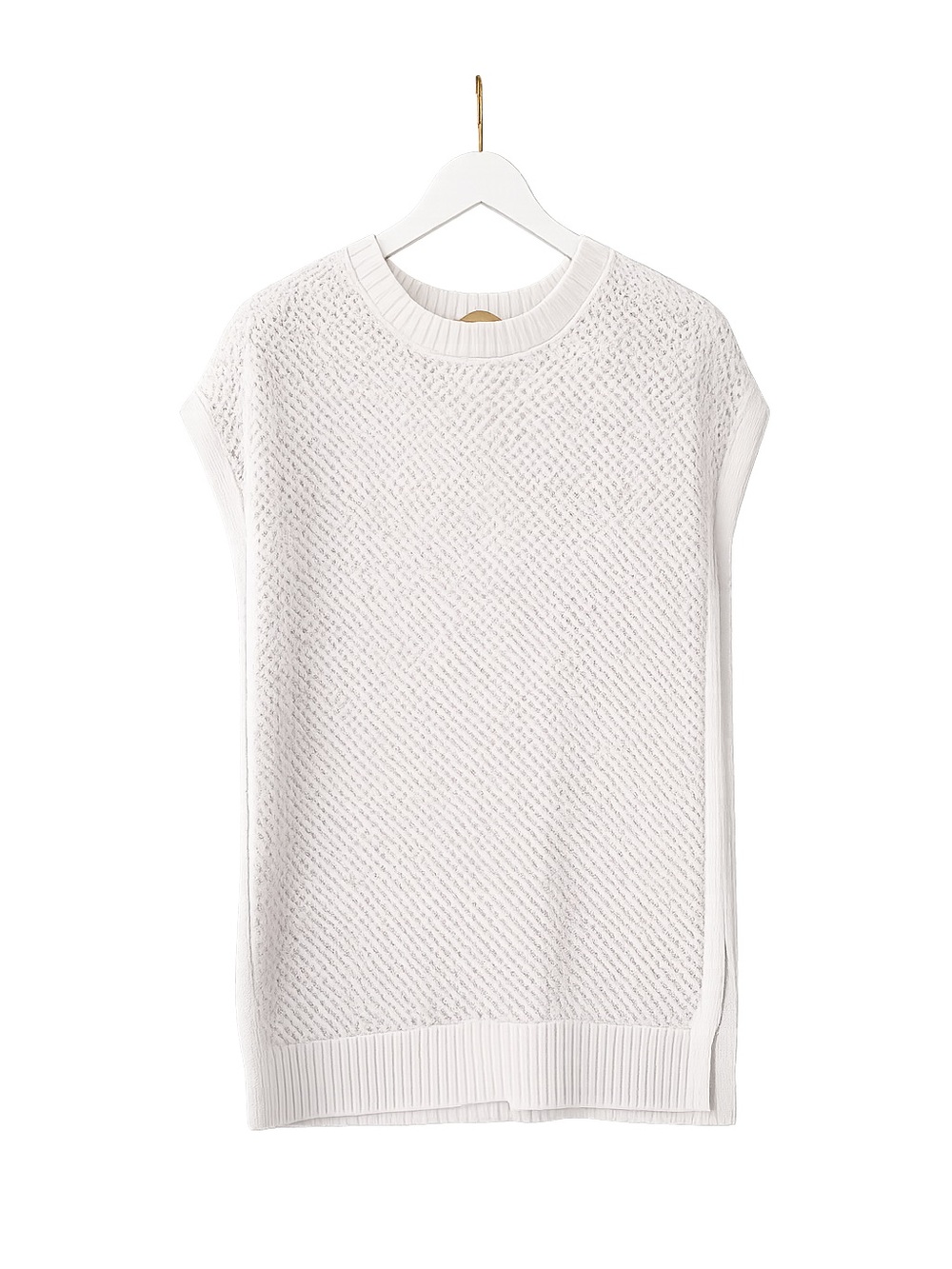 Soft Surroundings Ivory Textured Knit Sleeveless Top